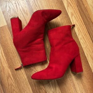 Red Suede Ankle Boots
